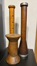 Lot 3 Antique Wooden Spools Rustic Primitive Country