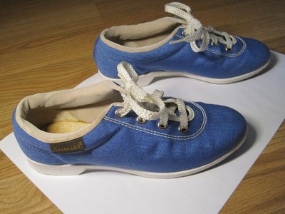 Vintage Barely Used Brunswick Blue Canvas Lace Up Bowling Shoes Women 6.5 M USA