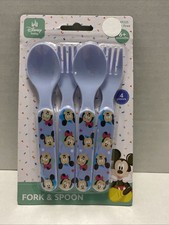 Disney Baby Fork  Spoon Set New Sealed Blue 2-Forks  2-Spoons New Sealed
