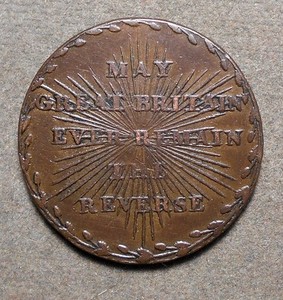 Great Britain 1794 1/2d Middlesex-1016f, London, Map Of France, copper, 28mm, fi