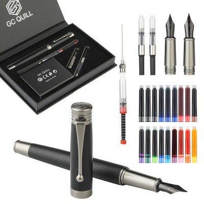 Fountain Pen Set - Fine & Medium Nibs, Includes 18 Ink Cartridges, Ink Refill...
