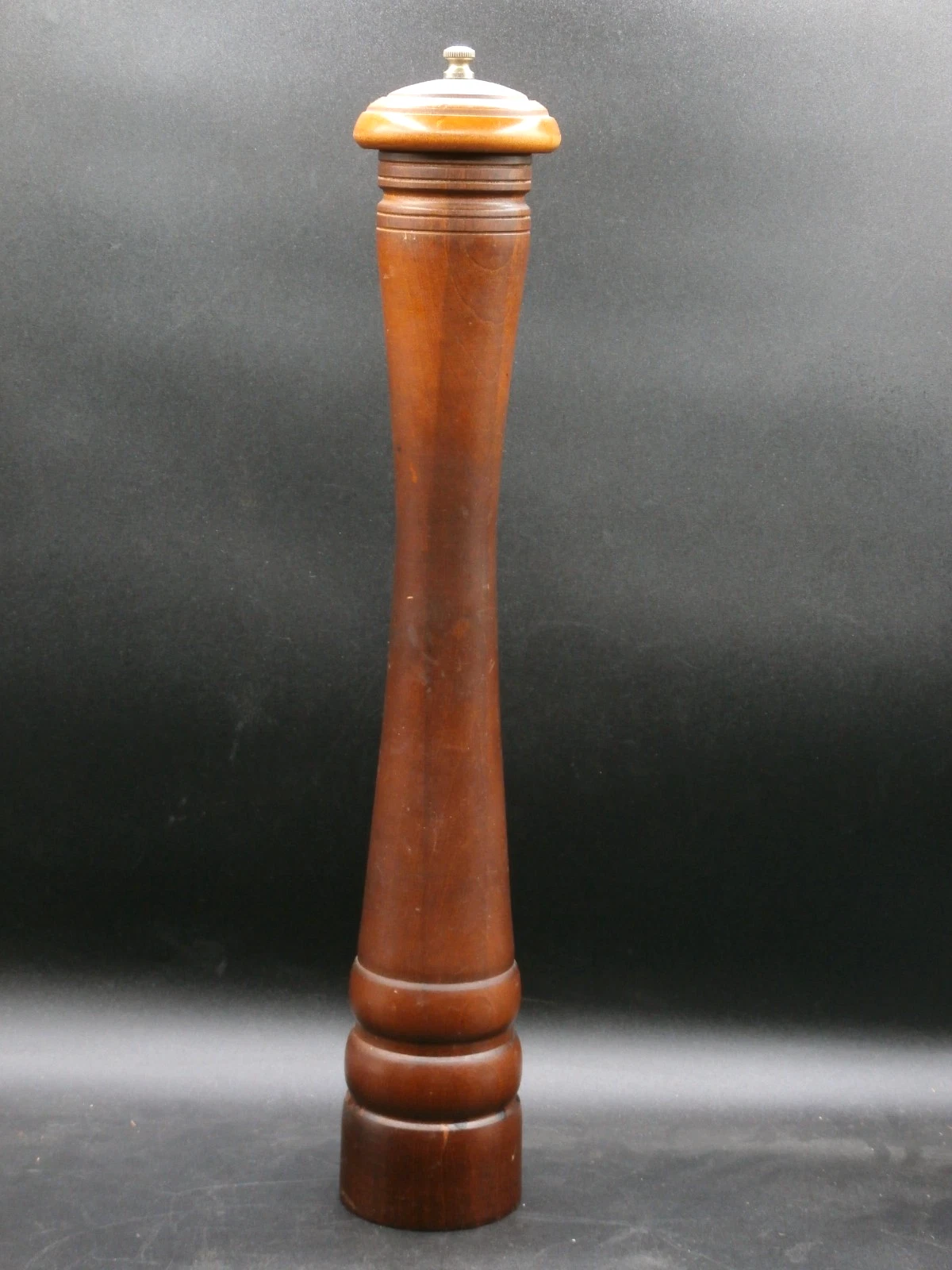 Vtg. TALL Wooden Pepper Mill Grinder 17.5" Tall Farmhouse Leeds Engineering USA