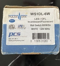 PulseWorx UPB LED/CFL Dimmer Wall Switch, 600W, White (WS1D-6-W)