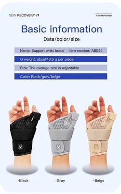 TOPORCHID Wrist Thumb Support Brace for Tendonitis Arthritis Flexible Splint Protector