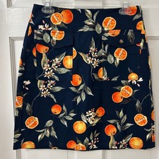 LOFT Orange Fruit Harvest Shift Skirt 2 NWT Front Button Pockets Stretch Resort
