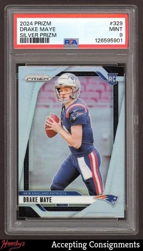 2024 Panini Prizm Prizms Silver #329 Drake Maye RC ROOKIE PATRIOTS PSA 9 MINT