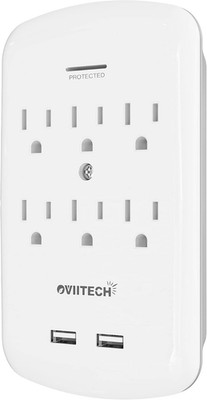 6 Outlet Surge Protector,900 Joules Wall Adapter Tap with 2 USB Charger, Dual 3.