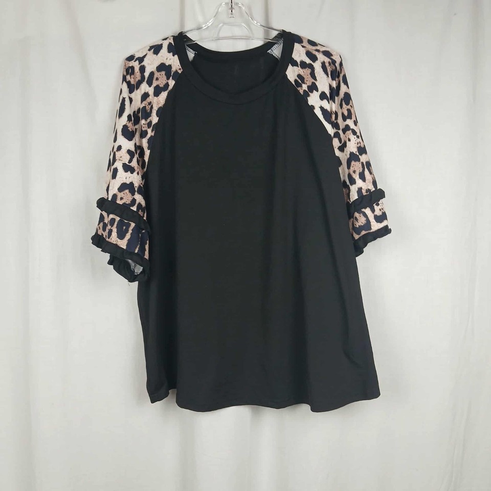 Black Unbranded Short Sleeve Womens T-Shirt Top Size 3XL