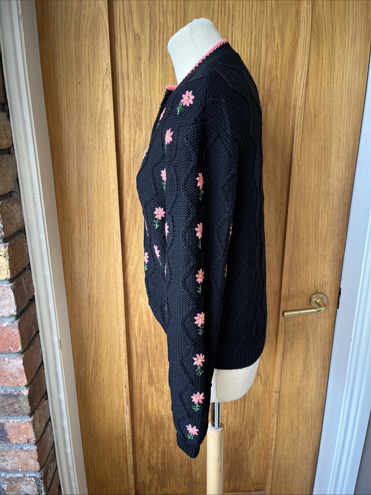Shrimps Bennett Black Embroidered Floral Wool Blend Size Medium image 4