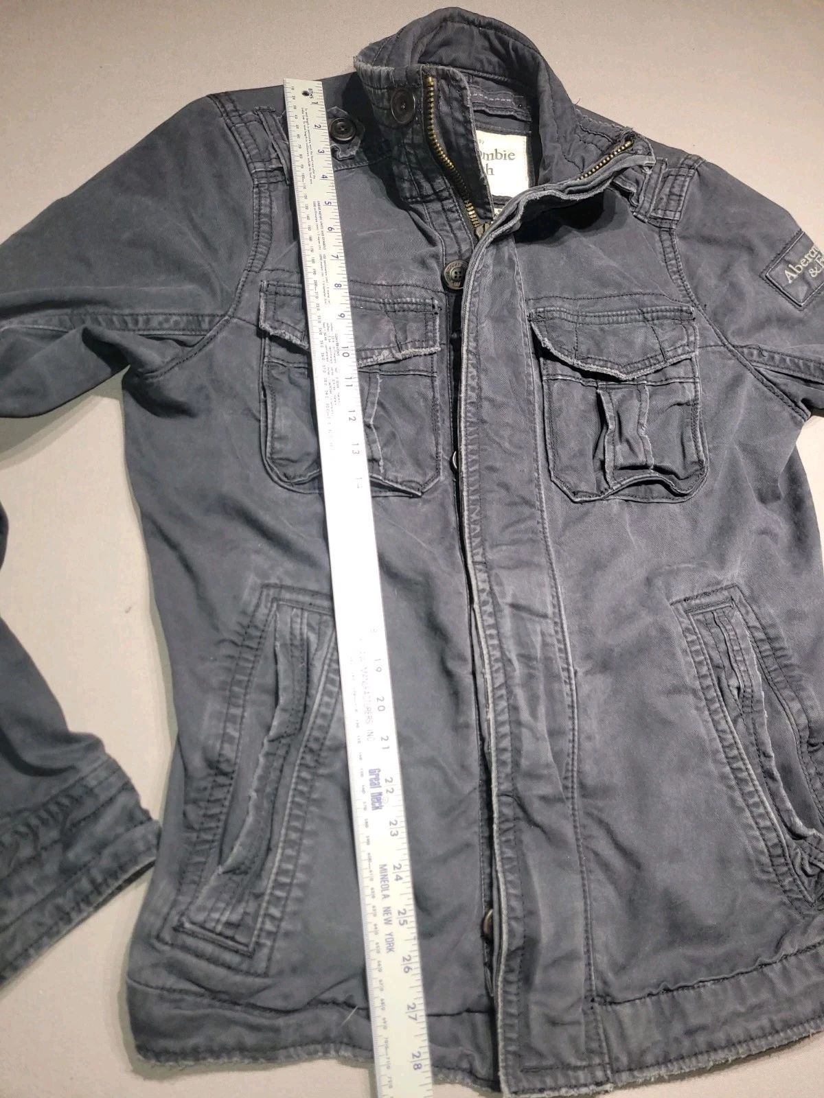 Abercrombie & Fitch Sentinel Jacket Mens M Blue Cotton Twill Military Y2K image 13