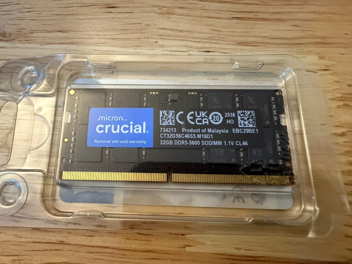 CRUCIAL 32GB (1x32GB) DDR5 CL46 5600MHZ SODIMM LAPTOP RAM