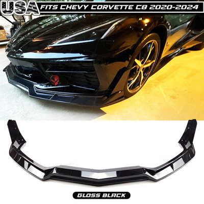 Fits 2020-2024 Chevy Corvette C8 Stingray Z51 V2 Style Front Bumper Lip Splitter