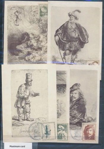 XE63246 Netherlands 1956 Rembrandt etchings art maxicards used