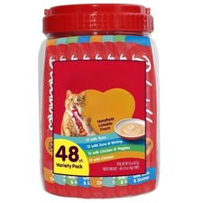 Squeeze Up Interactive Lickable Wet Cat Treats Variety Pack, 48 Count Jar