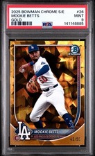 2025 Bowman Chrome Sapphire Mookie Betts Gold Refractor #/50 Dodgers PSA 9