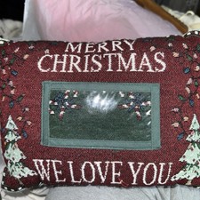 The Pillows Are Vintage Needlepoints of Christmas W/ Picture Frame  Holly  s