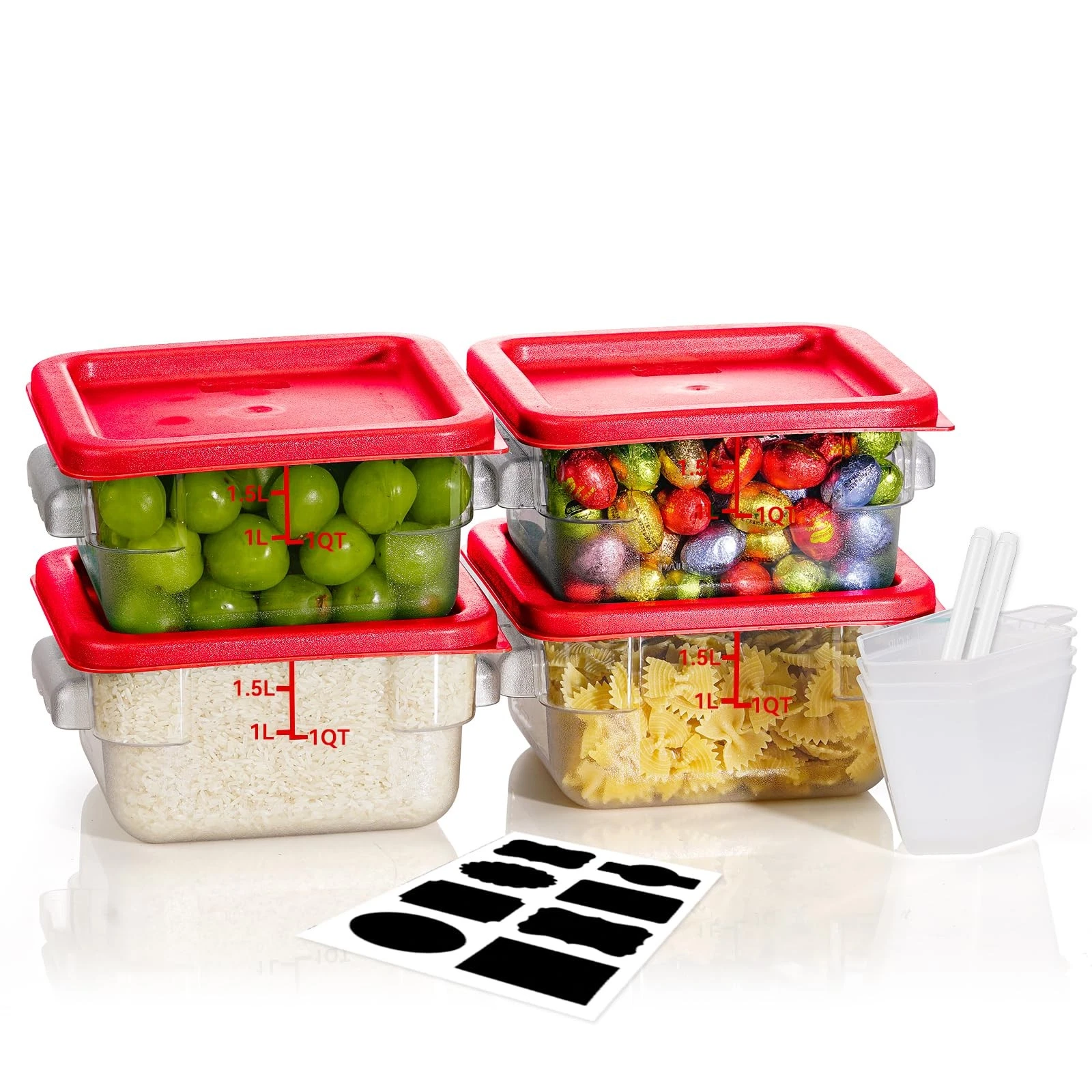 2QT NSF Food Storage Containers 8 PCS Food GradeHot&Cold Resistant Commercial...