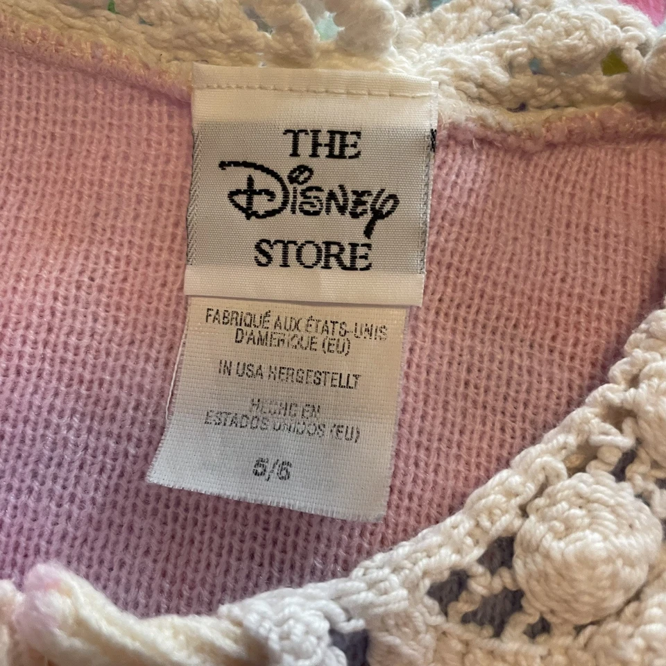 Cárdigan Suéter Vintage Años 90 Disney Store Niñas 5/6 Tejido Minnie Mouse Rosa Té Foto 3 de 4