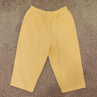 #ad Briggs Yellow Women#x27;s Flat Front Pants Poly Waist Pockets Vintage Made in USA $24.99