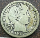 US 1914-D Barber Quarter  **
