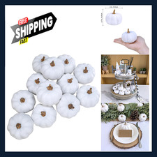 12 Piece Small Artificial White Pumpkins Decor Fall Harvest Halloween