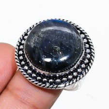 Natural Labradorite Gemstone 925 Sterling Silver Jewelry Ring Size 9 US 