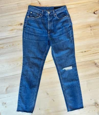 Rag & Bone Jeans Womens 28 Pamela Slim Distressed Mid Rise Raw Hem Stretch USA