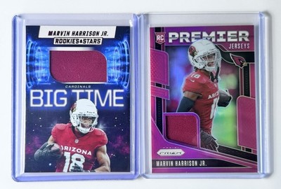 (2) Marvin Harrison Jr 2025 Rookies & Stars BIG TIME & PRIZM PREMIER PINK Patche