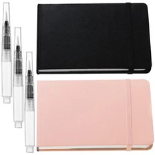 2 Pcs Watercolor Paper Sketchbook With 3 Pcs Watercolor Brush Pens Small Portabl