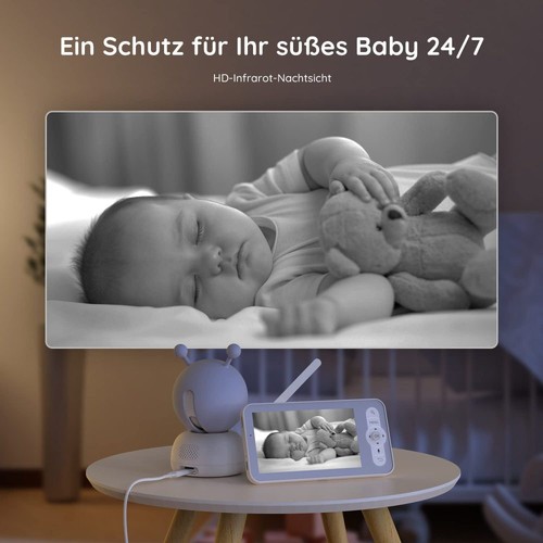Babyphon con fotocamera 5"" 1080P HD video PTZ baby monitor con app mobile visione notturna - Foto 9 di 9