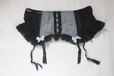 Sheer Mesh  Gingham Garter Belt - Size Large