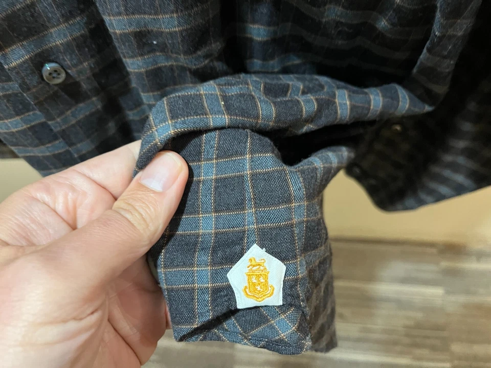 Robert Talbott Estate Men's black, gray and brown plaid long sleeve shirt XXL - Image 2 of 4