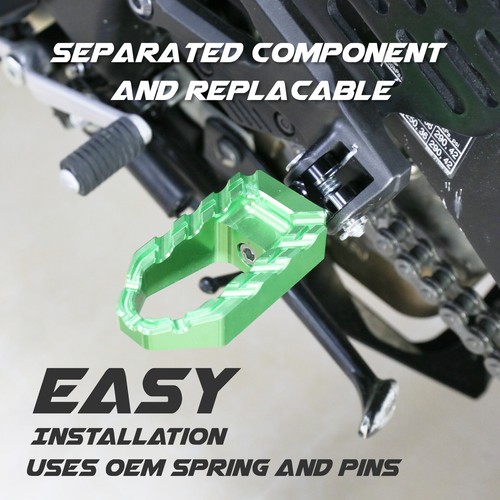 Laser Anti Slip Green Front Large Foot Pegs For Kawasaki Z650RS 22 23 24 - Foto 6 di 8