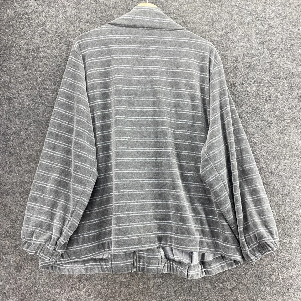 Ruby Rd. Jacket Women 22W Plus Gray Striped Full Zip Collared Long Sleeve Cotton - Image 2 of 4