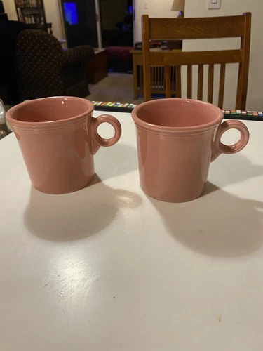 Fiestaware Rose Pink Ring Handle Coffee Mug Fiesta HLC Homer Laughlin Set Of 2