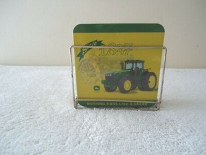 John Deere Metal / Cork Set Of 4 Coasters In Metal Rack " GREAT COLLECTIBLE "
