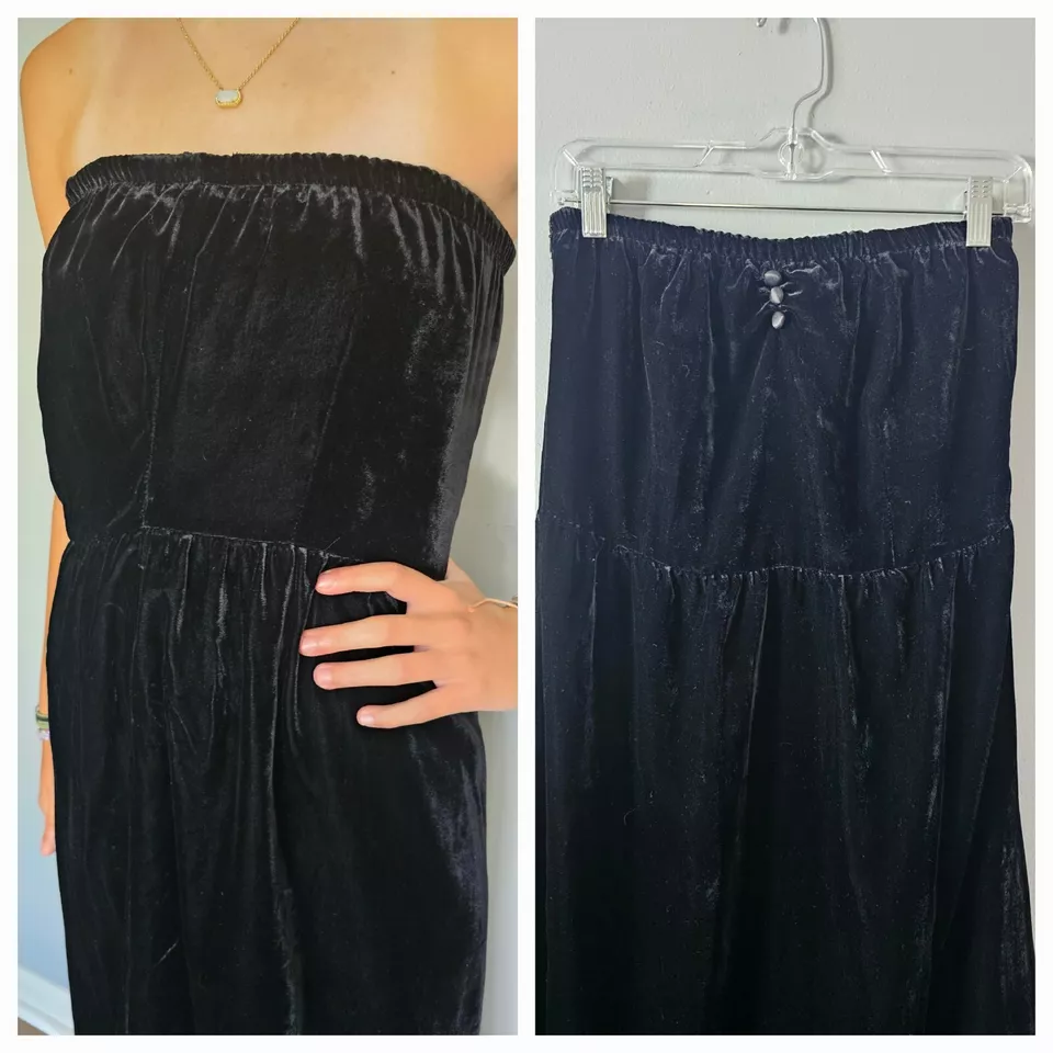 Vestido Anthropologie de tul Y2K para mujer ajuste M (etiquetado L) negro terciopelo caprichoso Foto 2 de 4