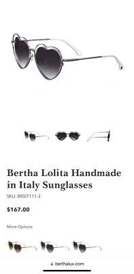Heart ♥️ Designer Sunglasses Bertha Lolita handmade in Italy New Black Tone Bertha Lolita - Hearts Ladies Sunglasses - Made In Italy NWT  main image 2