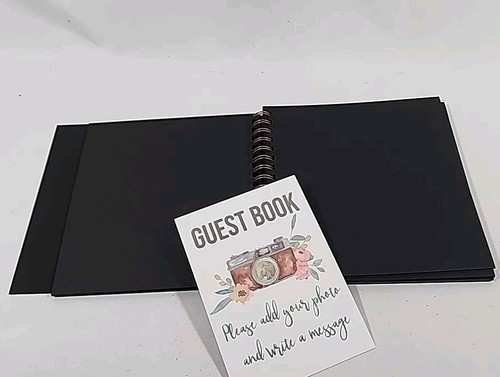 Guestbook For Polaroid Photos Black Guestbook Softcover Gold Foil 8.5"x8.5" 90 B - Picture 3 of 3