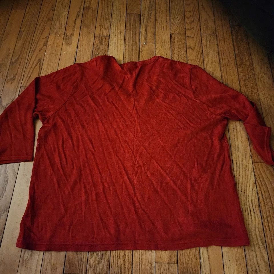 Suéter para mujer Cathy Daniels rojo cuello en V con cuentas mangas 3/4 X-grande  Foto 2 de 4