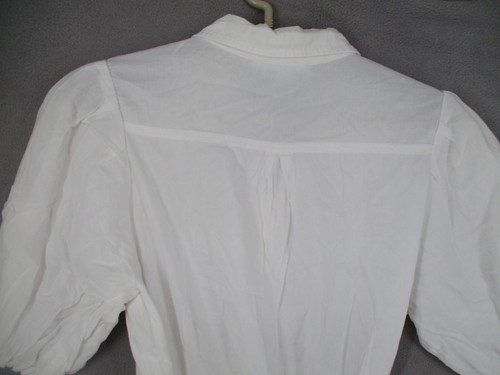 Witchery Dress Womens 10 White Shirt Tie Belted Button Puff Sleeve Tier Smock - Picture 13 of 19