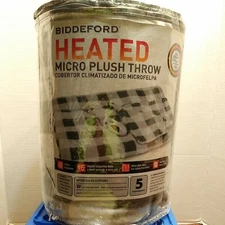 BIDDEFORD MICRO PLUSH HEATED THROW BRAND NEW SEALED& 6 heating settings&Auto off