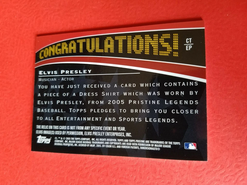 ELVIS PRESLEY WORN DRESS SHIRT SWATCH RELIC CARD 2005 TOPPS PRISTINE THREADS - Image 2 of 2