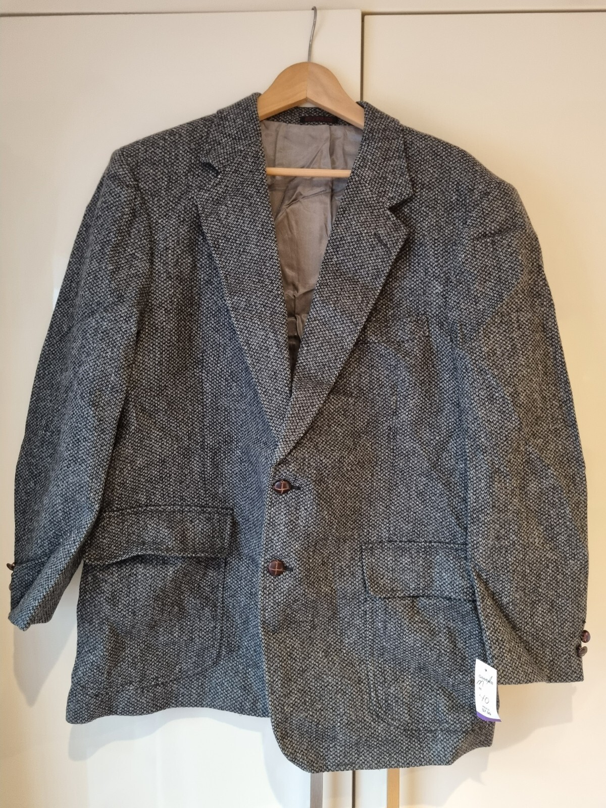 FILA Blazer Vintage Uomo Savile Row Grigio Lana Tweed Jacket 44R K