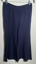 Ralph Lauren Pants Black Label Women Wide Leg Cropped Dress Blue Size 8 Casual