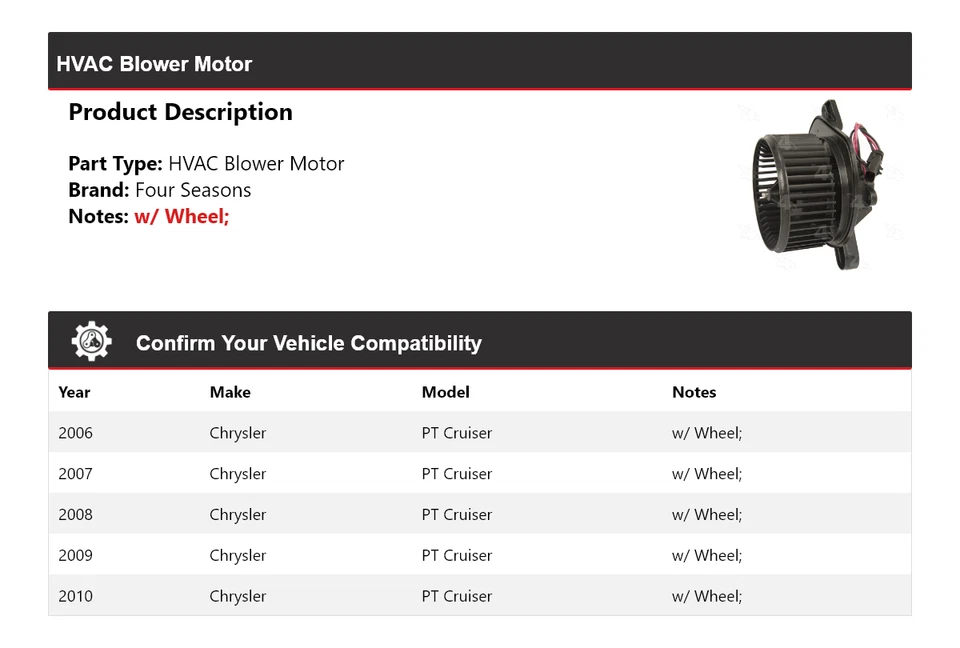 Motor soplador de climatización para Chrysler PT Cruiser 2006-2010 4 estaciones 2007 2008 2009 Foto 2 de 4