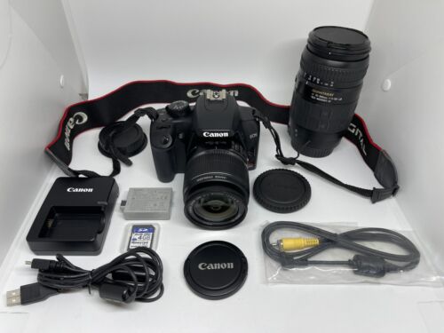Canon EOS Rebel XS 1000D Digital SLR Camera w/ EF-S 18-55mm & 70-300mm Lens - Picture 1 of 23
