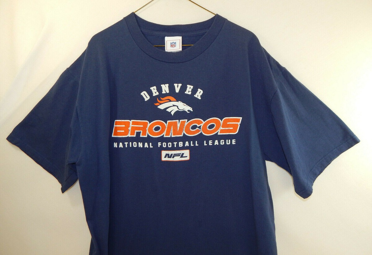 Denver Broncos NFL Football Short Sleeve Blue T Shirt Size Mens
