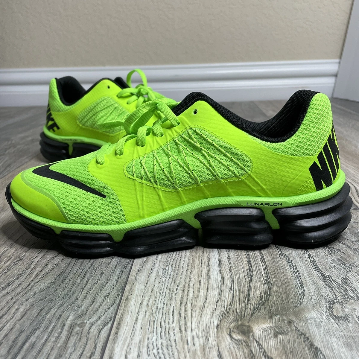2013 Nike Lunar Sprint Volt Black Youth Running Shoes Size 6Y