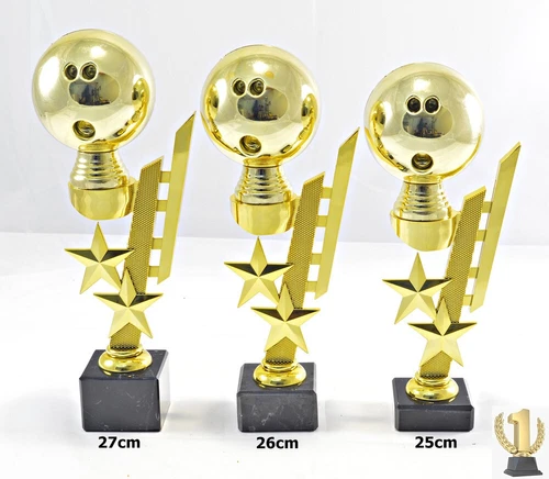 Kegeln-Kegler-Bowling- Trophäe / Pokal 3er set oder einzeln incl. Beschriftung